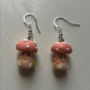 Pink Mushroom Kids Earrings